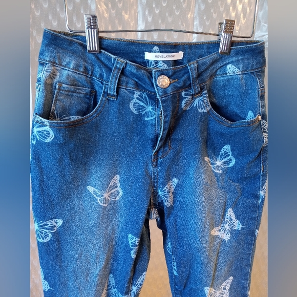 Revelation Blue Skinny Butterfly Jeans Size 2 - Picture 2 of 10